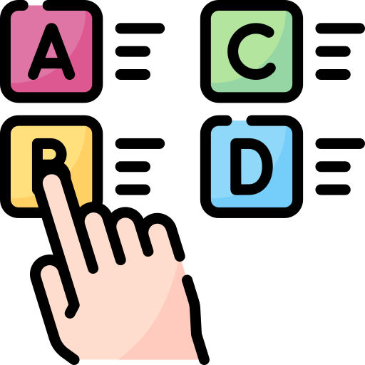 A hand selecting "Option B" from a list of multiple-choice boxes, representing a buyer making a choice.