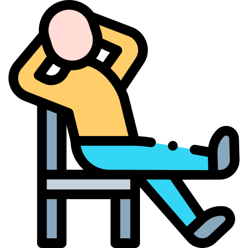 A person sitting back and relaxing in a chair, representing peace of mind or comfort.