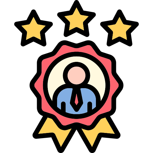 A professional profile icon inside a gold seal with three stars, representing expert advice or premium quality.