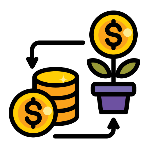 A plant growing in a pot with a dollar coin, representing capital appreciation and investment growth.