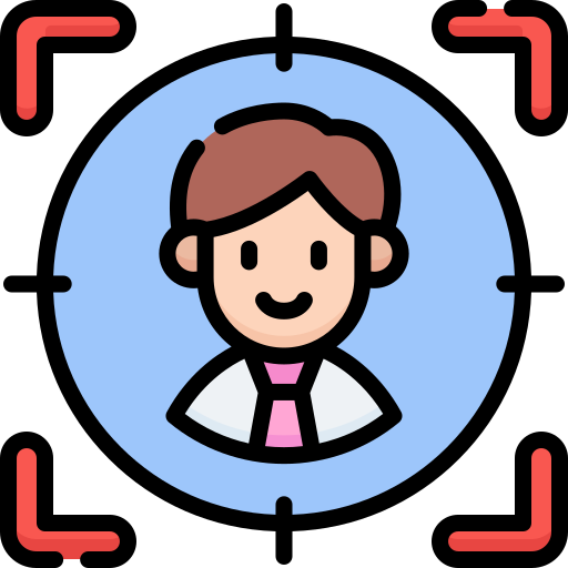 A professional person inside a target or viewfinder, representing a focus on the customer or target audience.