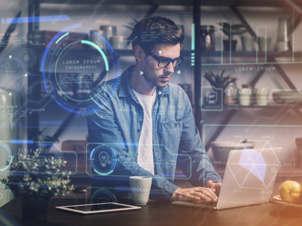 Digital interface showing AI-automated data entry and design evaluation.