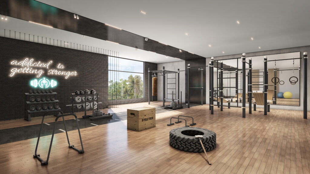 A bright living room with large windows showing natural light and ventilation.