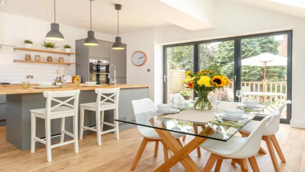 Clean and pure white kitchen design promoting positivity and hygiene.