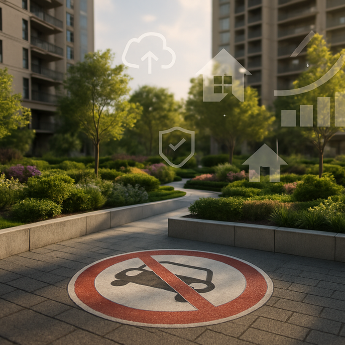 Vehicle-free podiums in buildings boost safety, air quality, amenities, and property values."